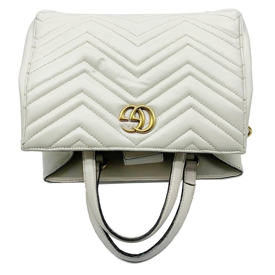 Gucci GG Bag Marmont Small Top Handle Matelasse White Tote
