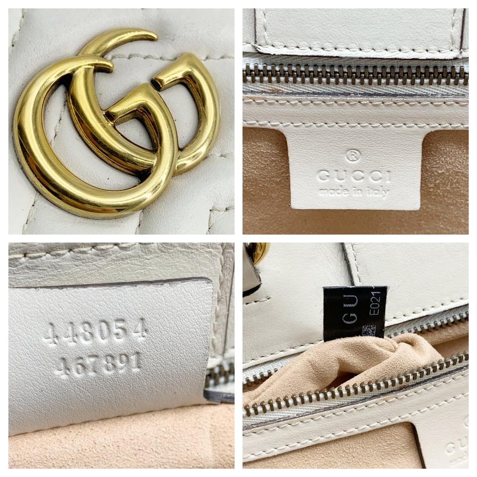 Gucci GG Bag Marmont Small Top Handle Matelasse White Tote