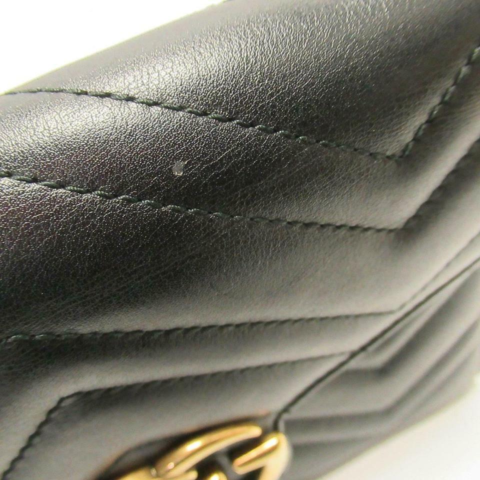 Gucci GG Chain Wallet Marmont Black Leather Shoulder Bag
