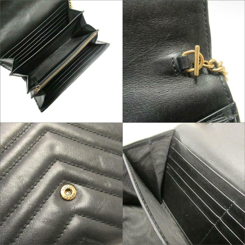 Gucci GG Chain Wallet Marmont Black Leather Shoulder Bag