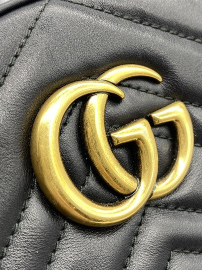 Gucci GG Marmont Calfskin Matelasse Black Leather Backpack