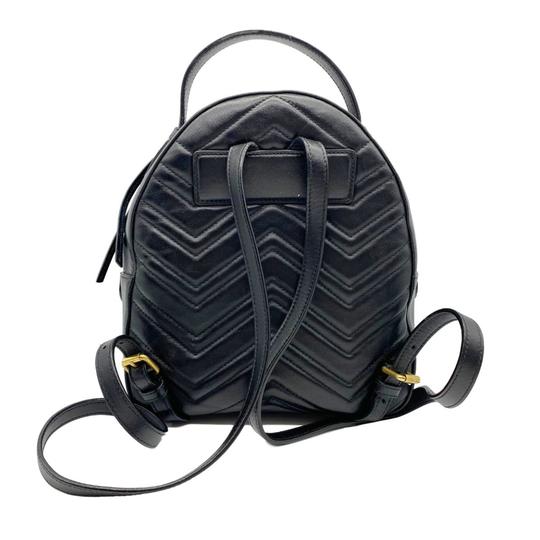 Gucci GG Marmont Calfskin Matelasse Black Leather Backpack