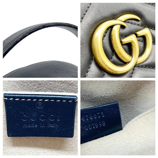 Gucci GG Marmont Calfskin Matelasse Black Leather Backpack