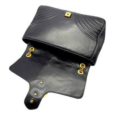 Gucci GG Marmont Calfskin Matelasse Large Black Leather Shoulder Bag
