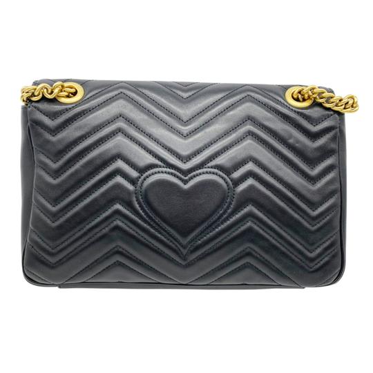 Gucci GG Marmont Calfskin Matelasse Medium Black Leather Shoulder Bag