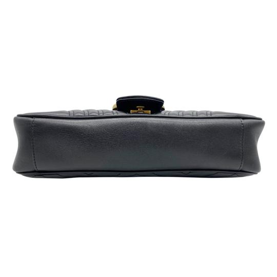 Gucci GG Marmont Calfskin Matelasse Medium Black Leather Shoulder Bag