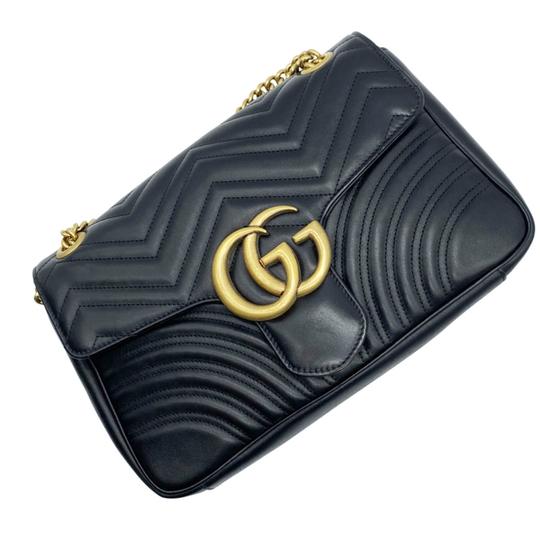 Gucci GG Marmont Calfskin Matelasse Medium Black Leather Shoulder Bag