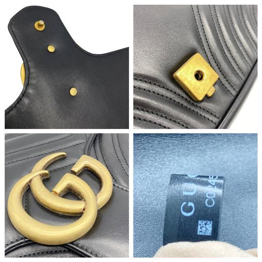 Gucci GG Marmont Calfskin Matelasse Medium Black Leather Shoulder Bag