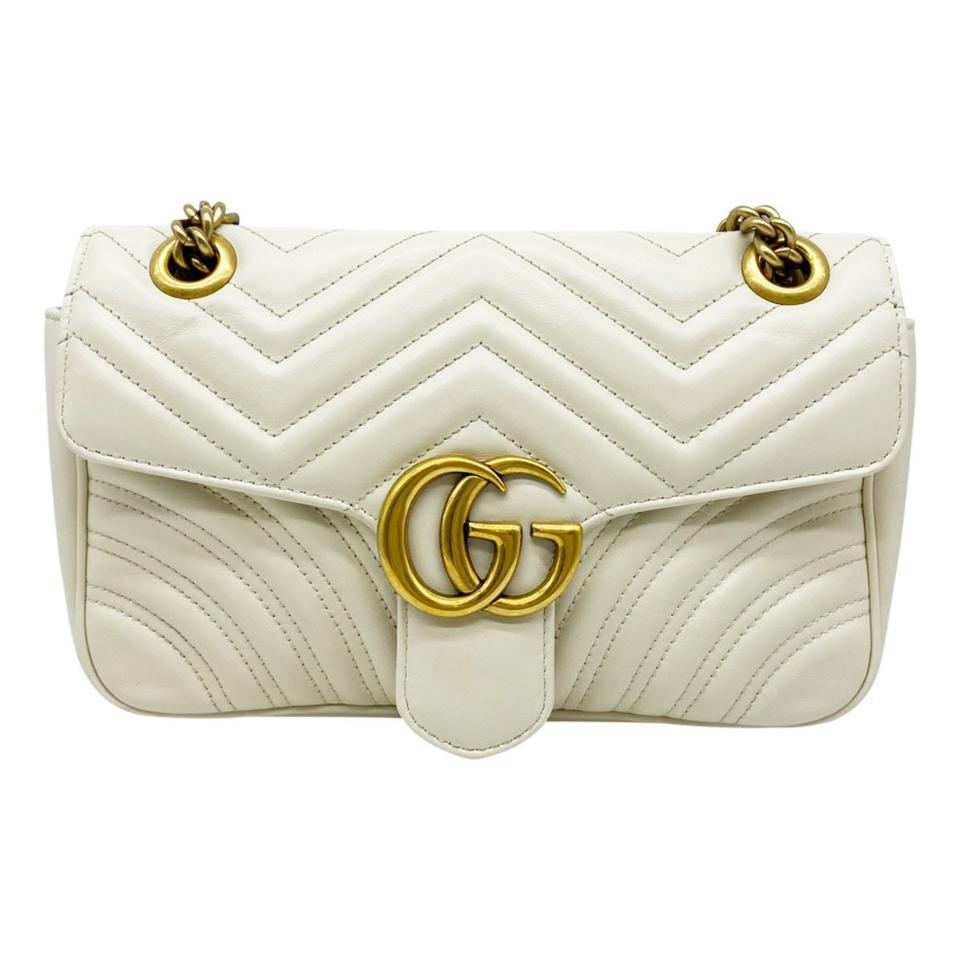 Gucci GG Marmont Calfskin Matelasse Small White Leather Shoulder Bag -  MyDesignerly