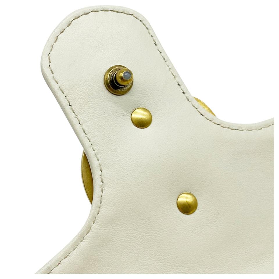 Gucci GG Marmont Calfskin Matelasse Small White Leather Shoulder Bag