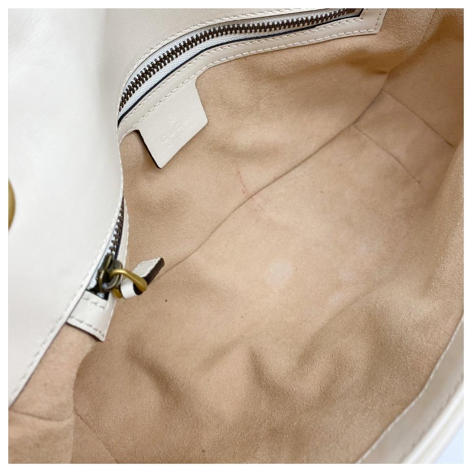 Gucci GG Marmont Calfskin Matelasse Small White Leather Shoulder Bag