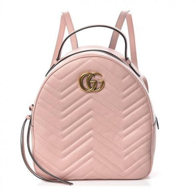 Gucci Pink Matelassé Calfskin GG Marmont Dome Backpack