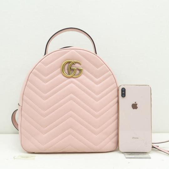 GUCCI Calfskin Matelasse GG Marmont Dome Backpack Perfect Pink