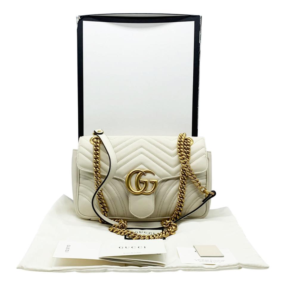 Gucci GG Marmont Mini White Leather Shoulder Bag
