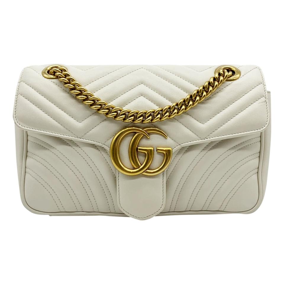Gucci GG Marmont Mini White Leather Shoulder Bag