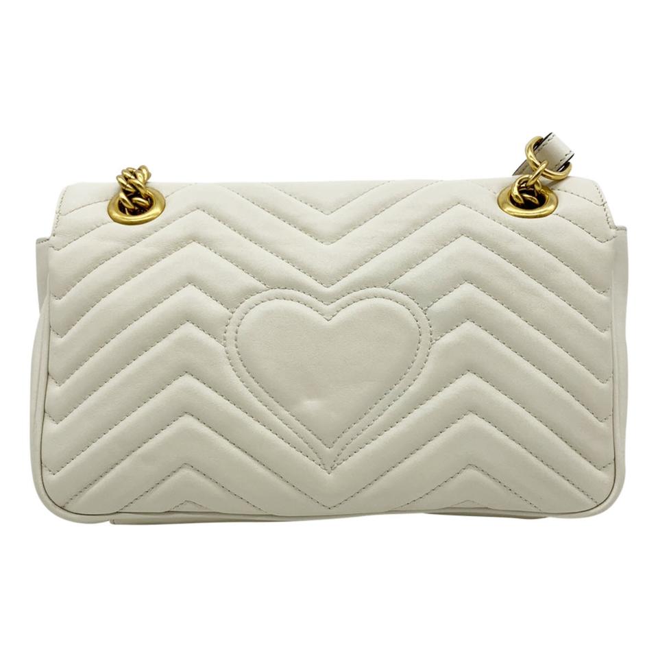 Gucci GG Marmont Mini White Leather Shoulder Bag