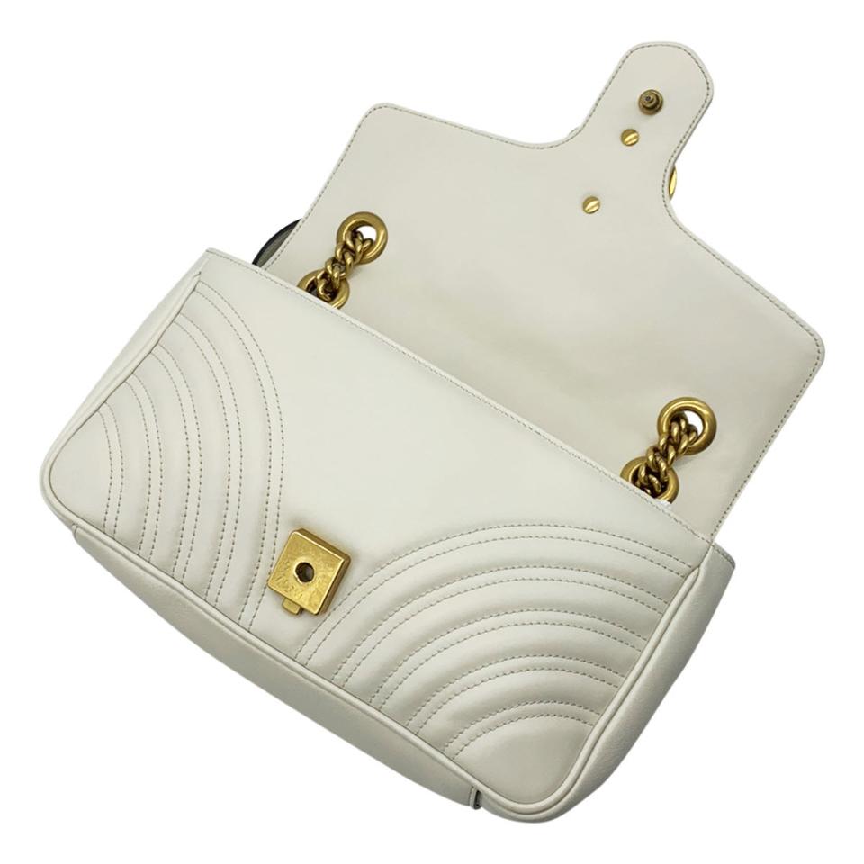 Gucci GG Marmont Mini White Leather Shoulder Bag