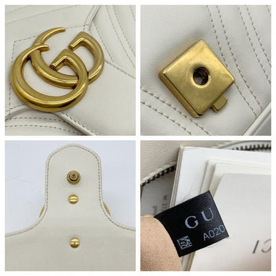 Gucci GG Marmont Calfskin Matelasse Small White Leather Shoulder Bag -  MyDesignerly