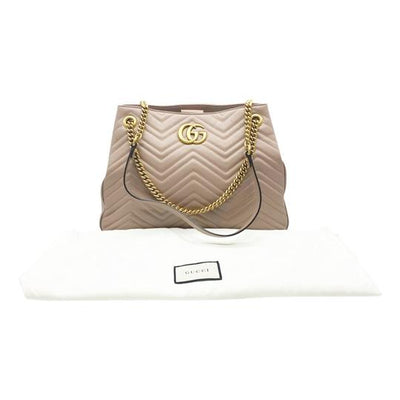 Gucci GG Marmont Shoulder Bag Calfskin Matelasse Medium Porcelain Rose Pink Leather Tote