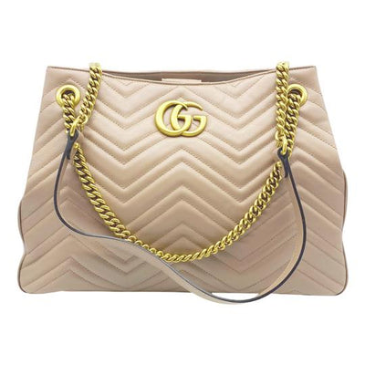 Gucci GG Marmont Shoulder Bag Calfskin Matelasse Medium Porcelain Rose Pink Leather Tote