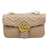 Gucci GG Marmont Small Quilted Shoulder Chain Antique Rose Beige Leather Cross Body Bag