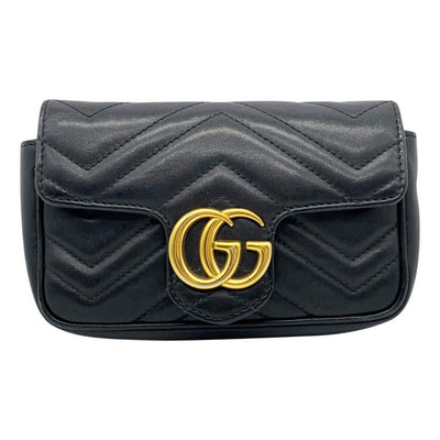 Black GG Marmont super mini leather cross-body bag, Gucci