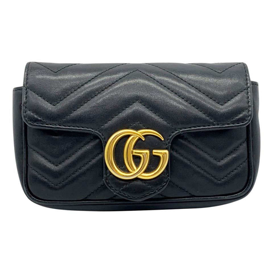 Gucci GG Marmont Super Mini Black Leather Shoulder Bag