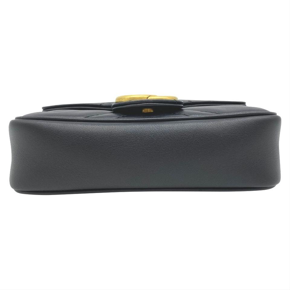 Gucci GG Marmont Super Mini Black Leather Shoulder Bag