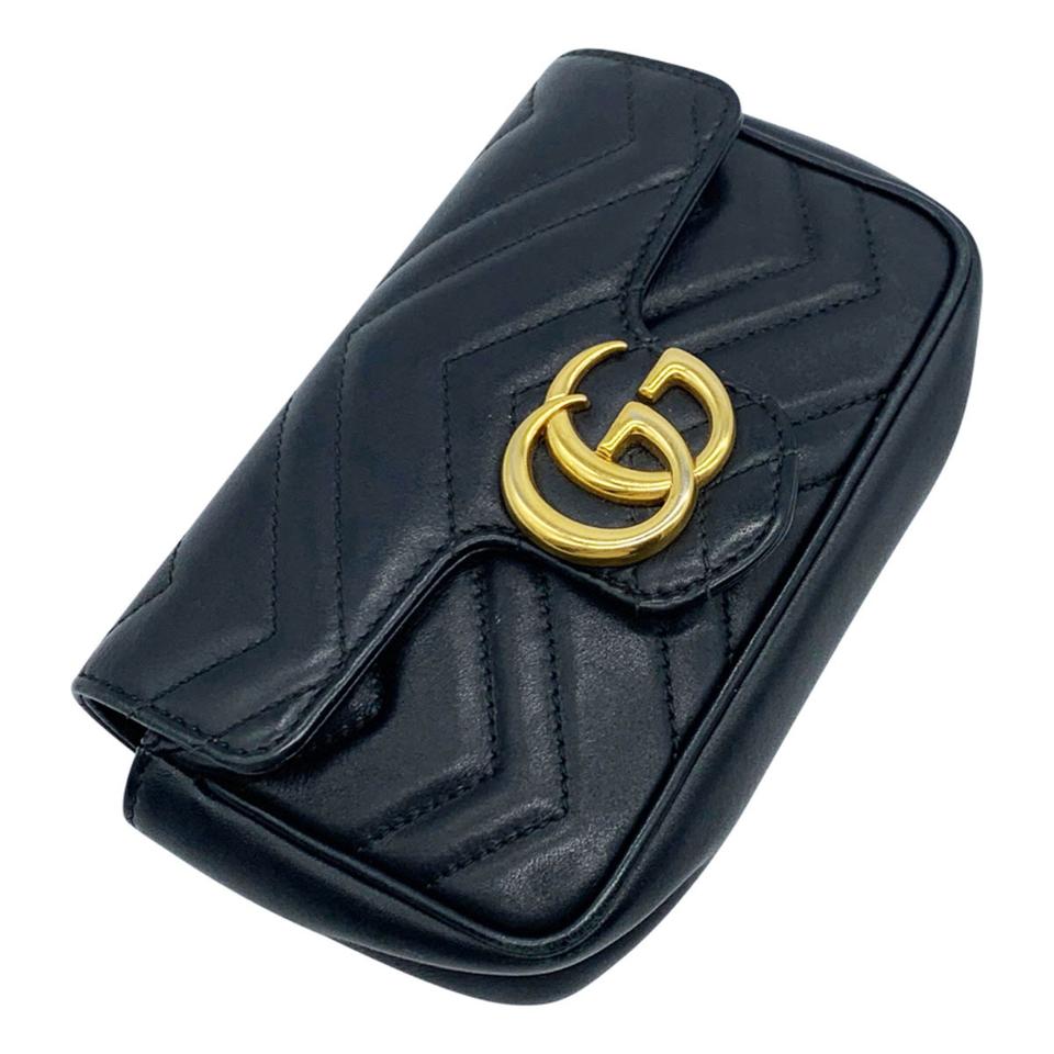 Gucci GG Marmont Super Mini Black Leather Shoulder Bag