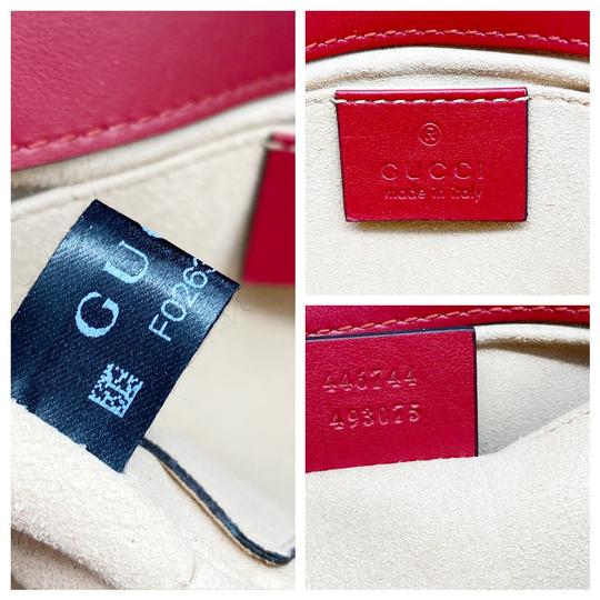 Gucci GG Shoulder Mini Marmont Red Matelasse Chevron Leather Cross Body Bag