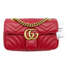 Gucci GG Shoulder Mini Marmont Red Matelasse Chevron Leather Cross Body Bag