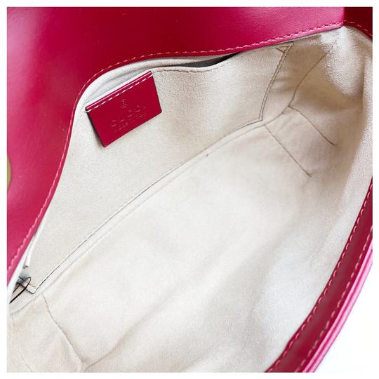 Gucci GG Shoulder Mini Marmont Red Matelasse Chevron Leather Cross Body Bag