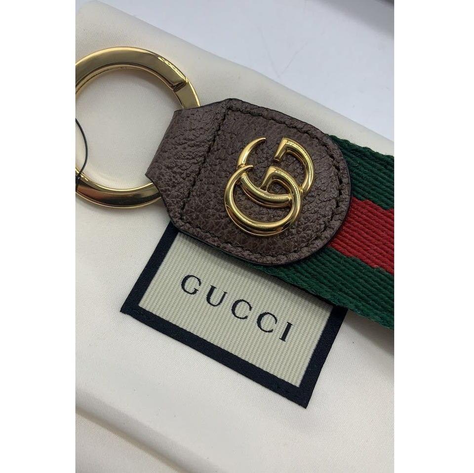 Gucci Green Marmont Double-g Web Key Chain Ophidia Key Chain
