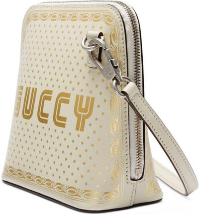 Gucci Logo Moon & Stars White Leather Cross Body Bag - MyDesignerly