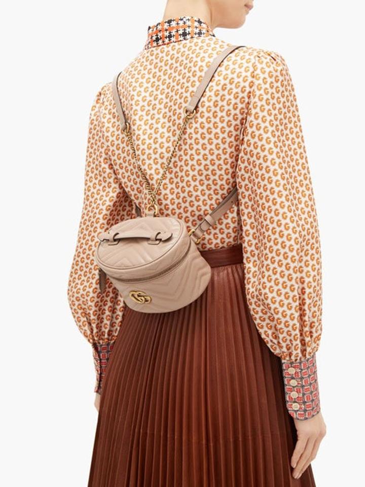 Gucci Marmont Beige Leather Backpack