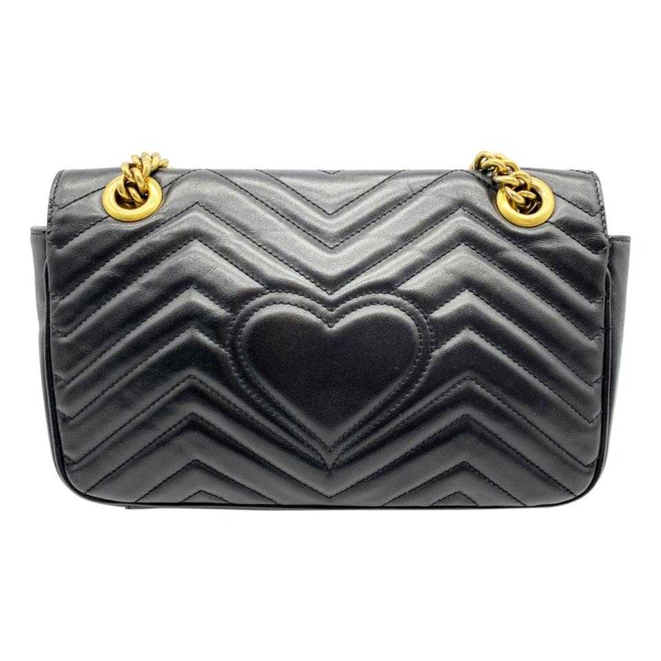 Gucci Marmont Calfskin Matelasse Small Gg Black Leather Shoulder Bag