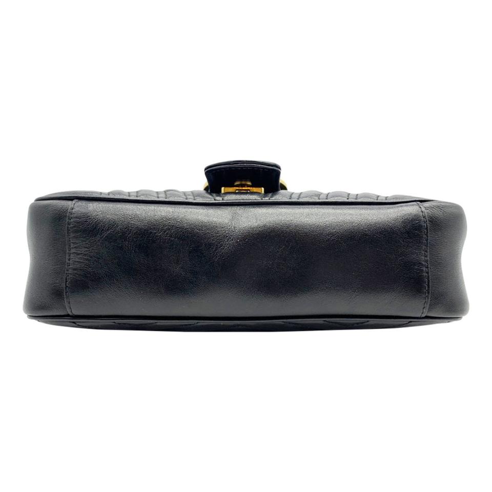 Gucci Marmont Calfskin Matelasse Small Gg Black Leather Shoulder Bag