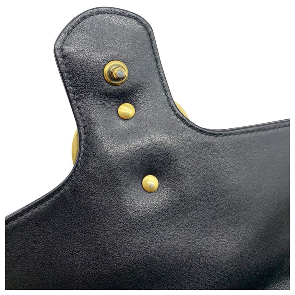 Gucci Marmont Calfskin Matelasse Small Gg Black Leather Shoulder Bag