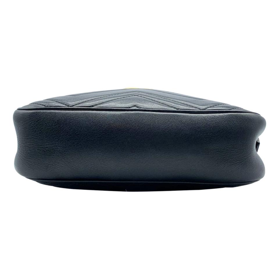 Gucci Marmont Matelasse Small Gg Chain Black Leather Shoulder Bag