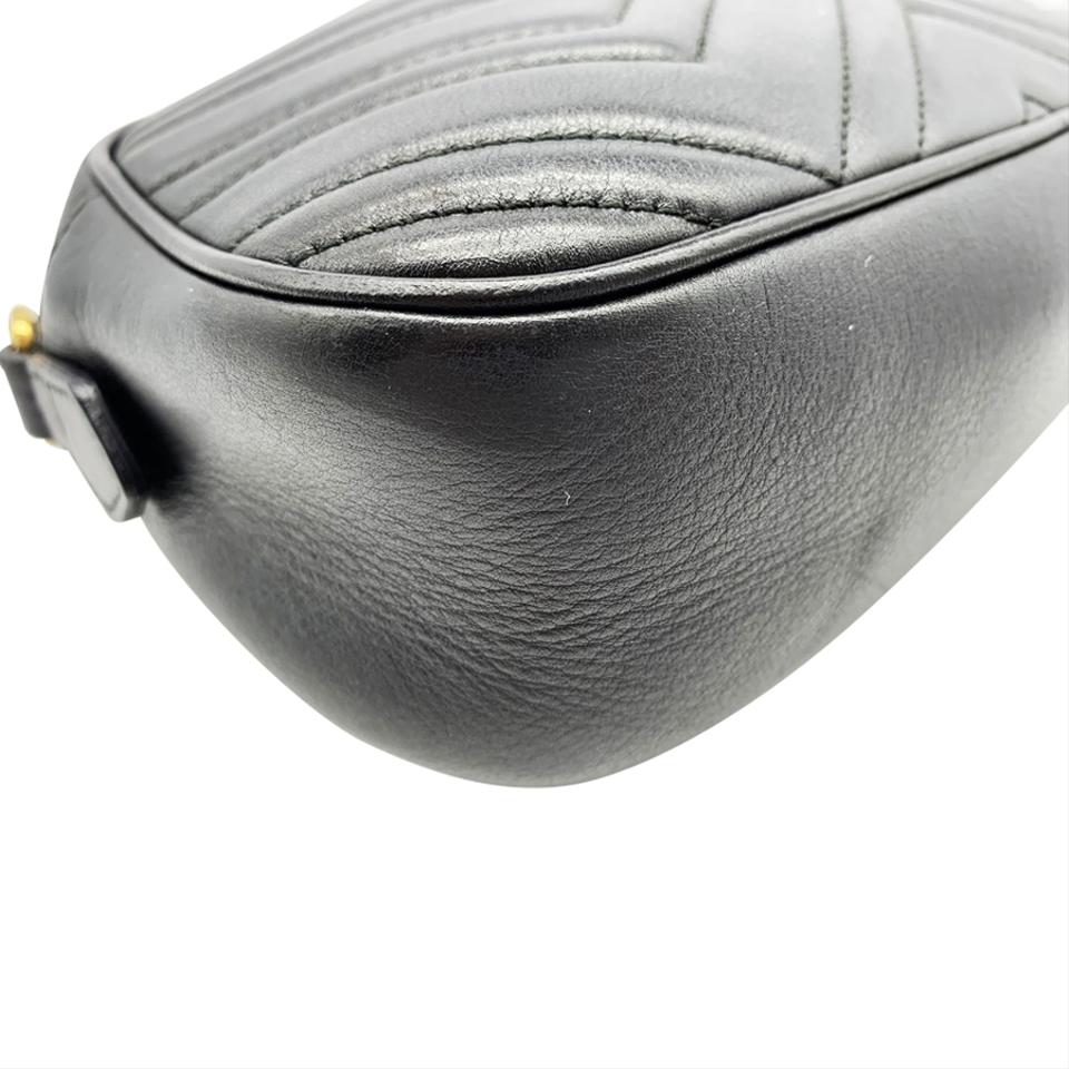 Gucci Marmont Matelasse Small Gg Chain Black Leather Shoulder Bag