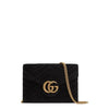 Gucci Marmont Gg 2.0 Matelasse Wallet On A Chain Black Chevron Velvet Cross Body Bag