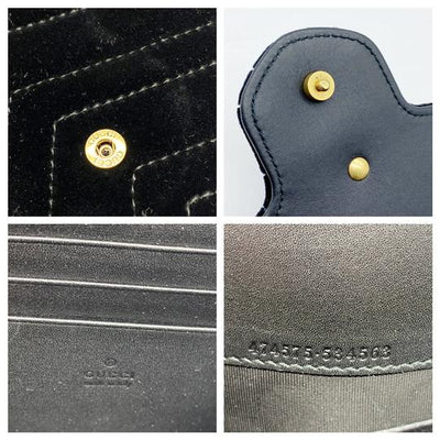 Gucci Marmont Gg 2.0 Matelasse Wallet On A Chain Black Chevron Velvet Cross Body Bag