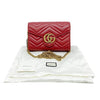 Gucci Marmont Gg Chevron Quilted Flap Wallet On A Chain Red Leather Cross Body Bag