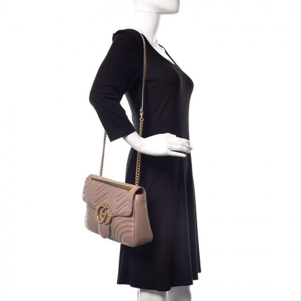 Gucci Marmont Gg Medium Pink Matelasse Chevron Leather Shoulder Bag