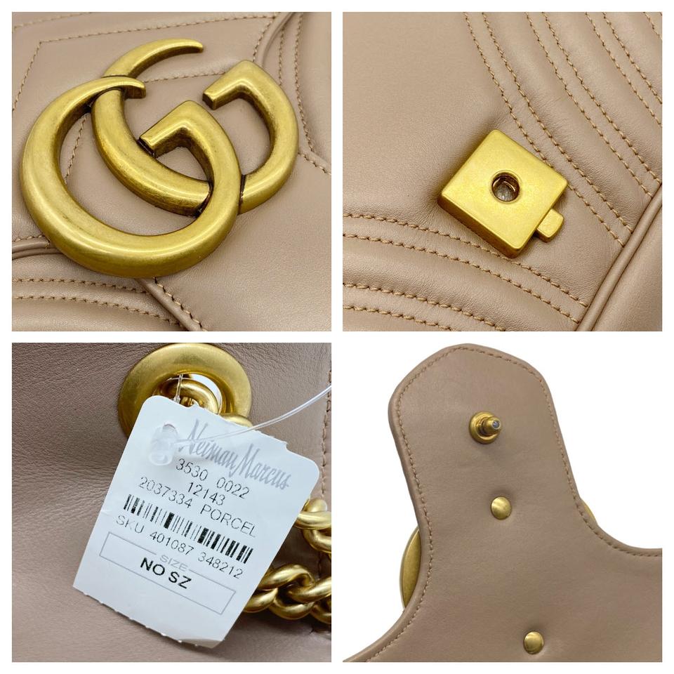 Gucci Marmont Gg Medium Pink Matelasse Chevron Leather Shoulder Bag