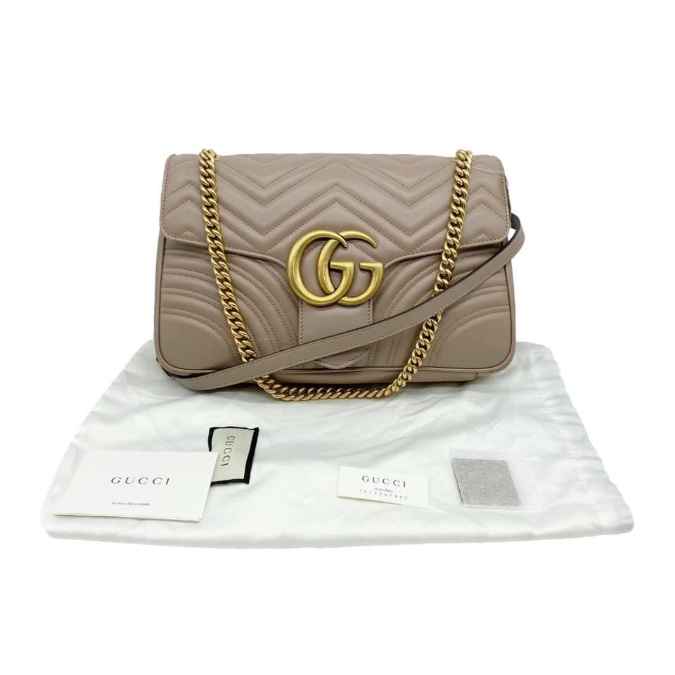 Gucci Marmont Gg Medium Pink Matelasse Chevron Leather Shoulder Bag