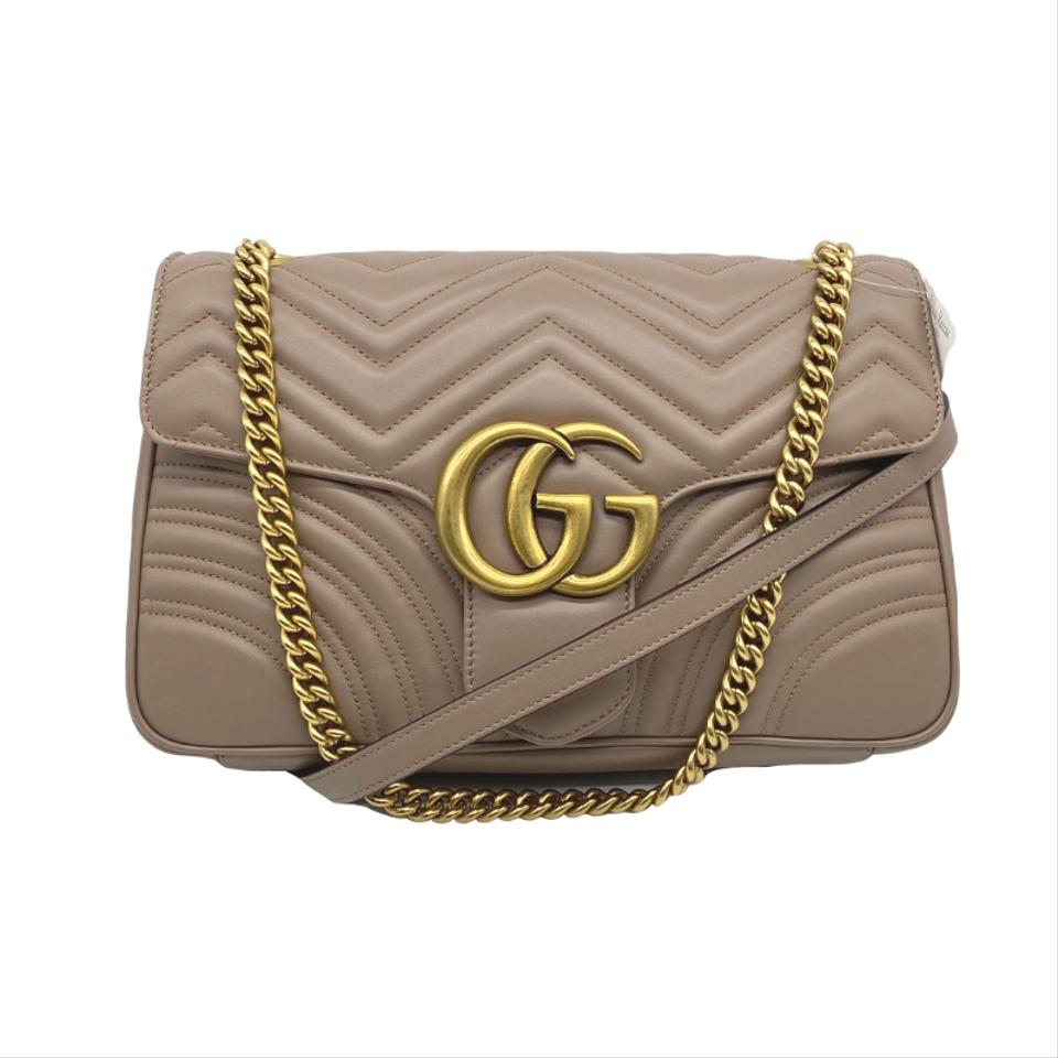 Gucci Marmont Gg Medium Pink Matelasse Chevron Leather Shoulder Bag