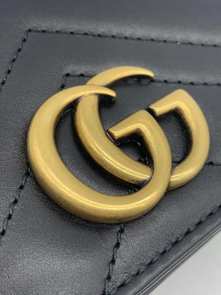 Gucci Marmont Gg Mini Chain Cross Body Black Leather Shoulder Bag