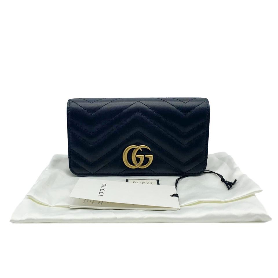 Gucci Marmont Gg Mini Chain Cross Body Black Leather Shoulder Bag