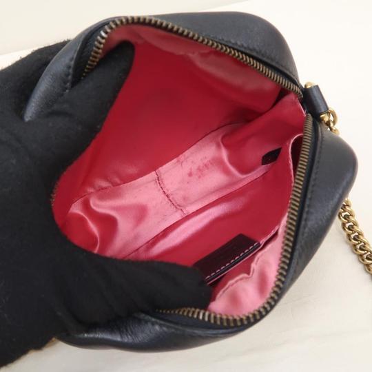 Gucci Marmont Gg Mini Matelass� White Chevron Black Leather Shoulder Bag